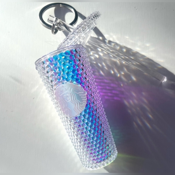 Starbucks Silver Iridescent Studded Cup Keychain! So Cute! - Picture 3 of 3